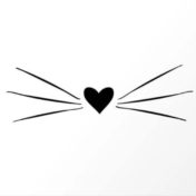 Black drawing of heart shaped cat nose with whiskers